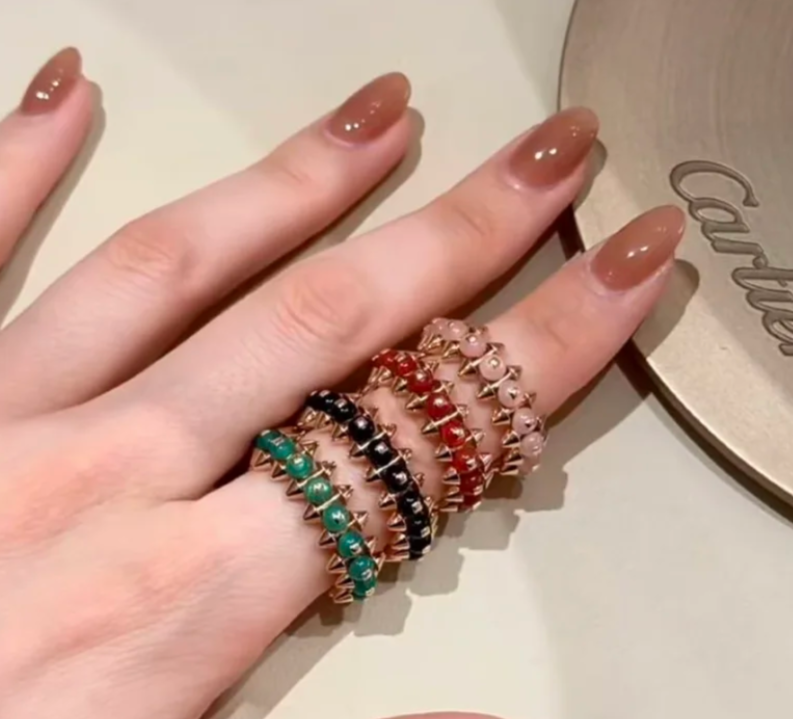 [Marin]CLASH ELEGANT ROSE GOLD RING FEATURING NATURAL AGATE