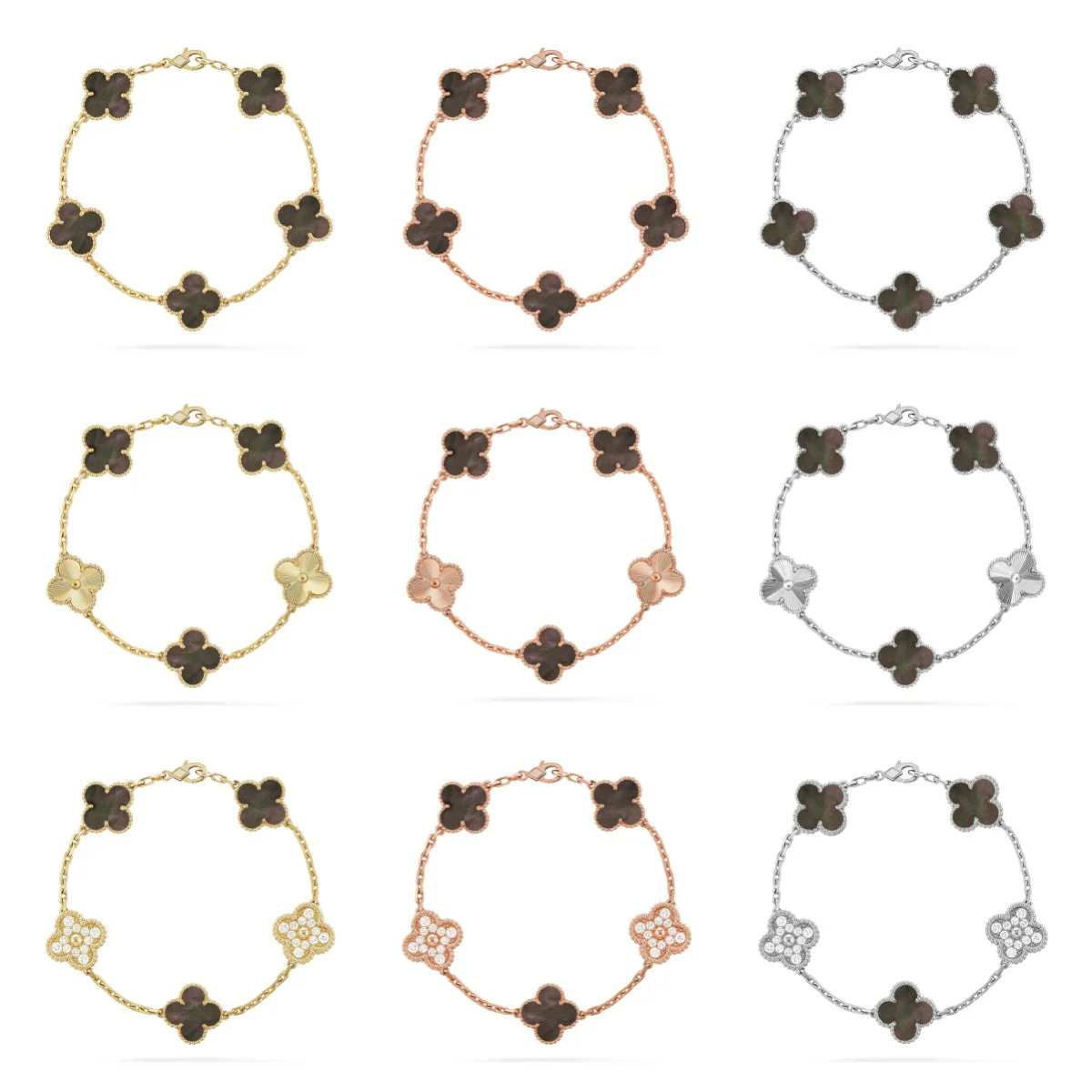 [Marin] CLOVER 5 MOTIF GRAY MOP BRACELET COLLECTION