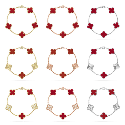 [Marin] CLOVER 5 MOTIF RED CORNELIAN BRACELET COLLECTION