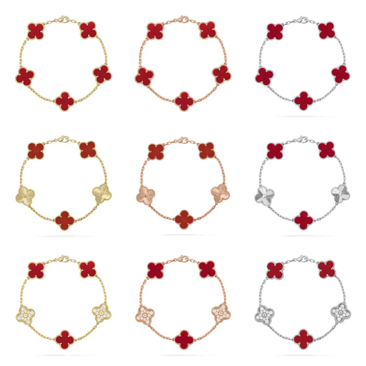 [Marin] CLOVER 5 MOTIF RED CORNELIAN BRACELET COLLECTION