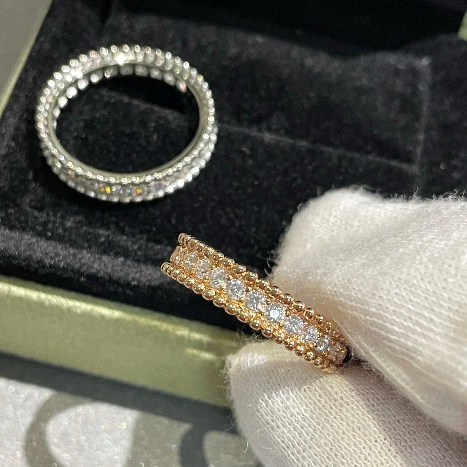 [Marin]BAGUE EN ARGENT SERTIE DE DIAMANTS PERLÉS