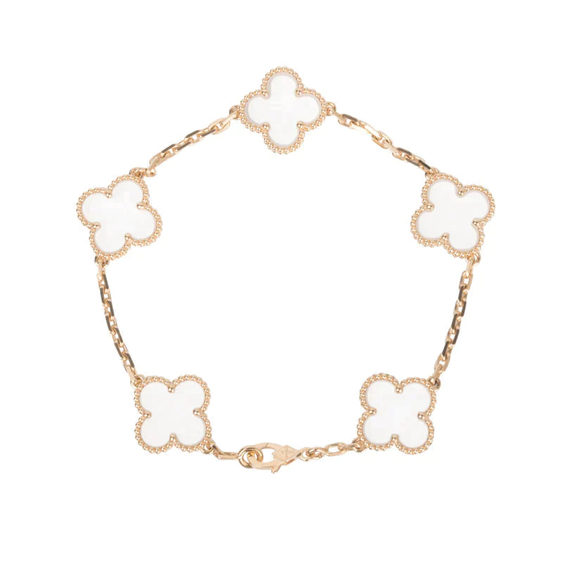 [Marin]CLOVER 5 MOTIF ROCK CRYSTAL BRACELET