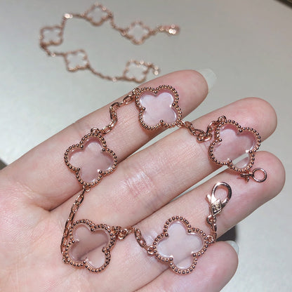 [Marin-Jewelry]CLOVER 5 MOTIF ROCK CRYSTAL BRACELET