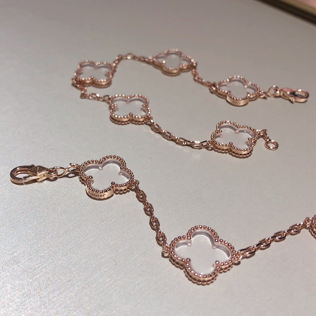 [Marin-Jewelry]CLOVER 5 MOTIF ROCK CRYSTAL BRACELET