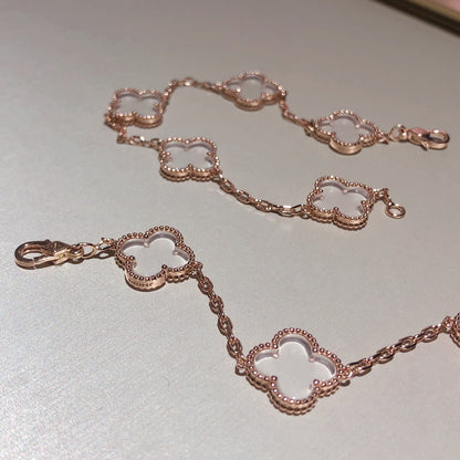 [Marin-Jewelry]CLOVER 5 MOTIF ROCK CRYSTAL BRACELET