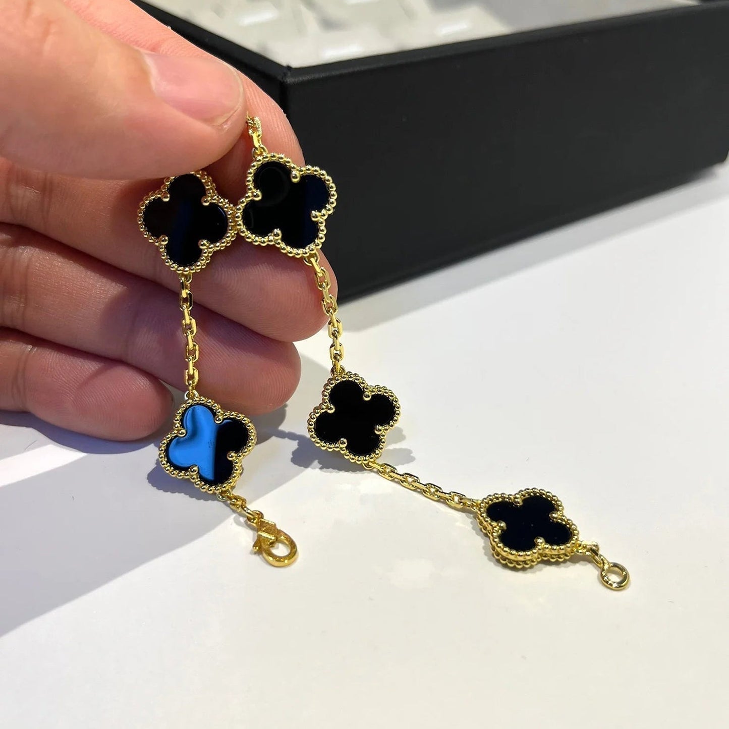 [Marin-Jewelry] クローバー5モチーフ オニキスブレスレットコレクション
