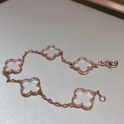 [Marin-Jewelry]CLOVER 5 MOTIF ROCK CRYSTAL BRACELET