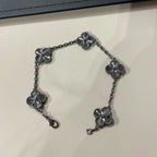 [⭐Shinejoy]CLOVER 5 MOTIF BLACK BRACELET