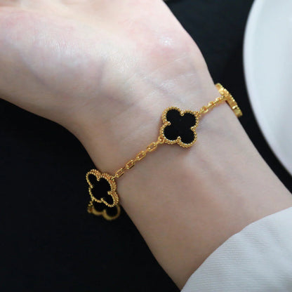 [Marin-Jewelry] クローバー5モチーフ オニキスブレスレットコレクション