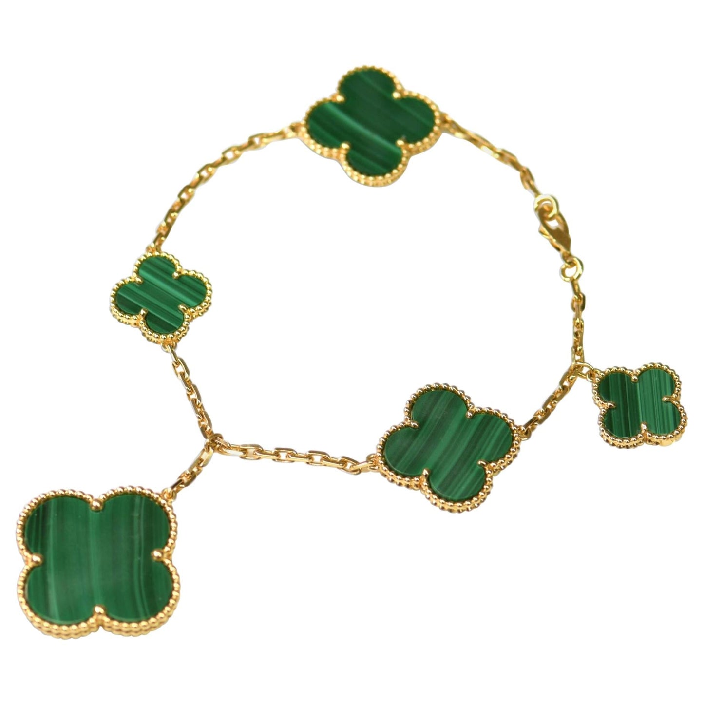 [Marin]MAGIC CLOVER MALACHITE GOLD BRACELET 5 MOTIFS