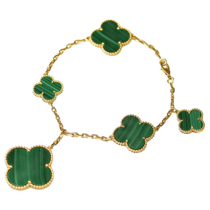 [Marin]MAGIC CLOVER MALACHITE GOLD BRACELET 5 MOTIFS