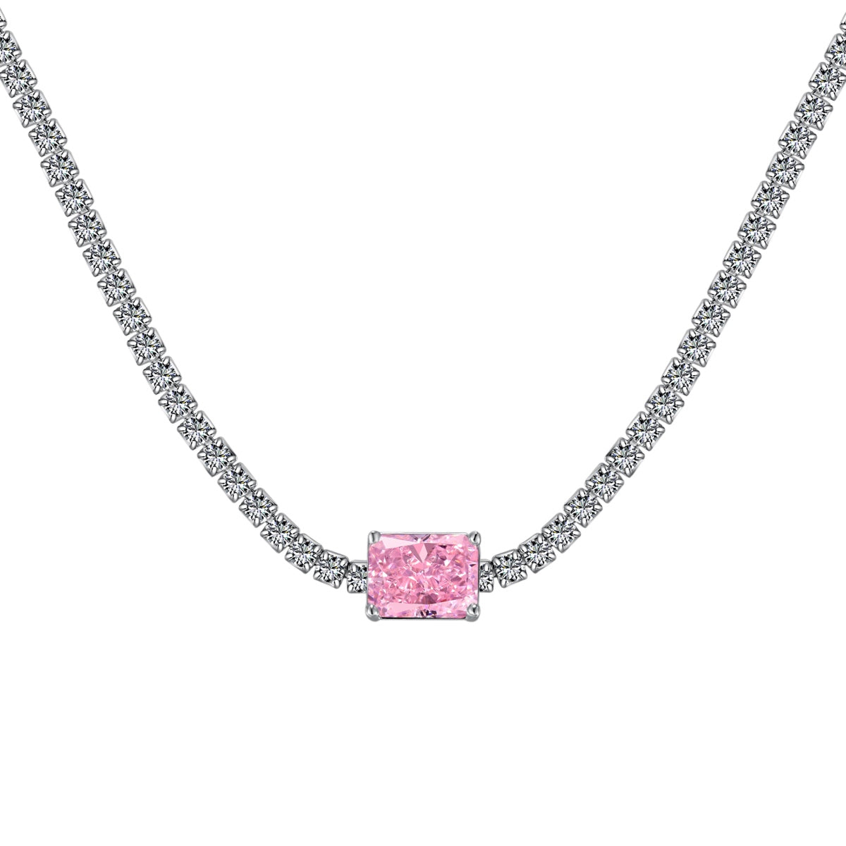 [Marin Jewelry]2.0 carat Ornate Emerald Cut Necklace