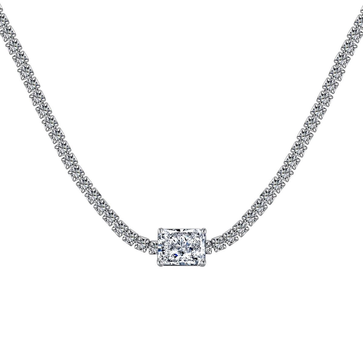 [Marin Jewelry]2.0 carat Ornate Emerald Cut Necklace