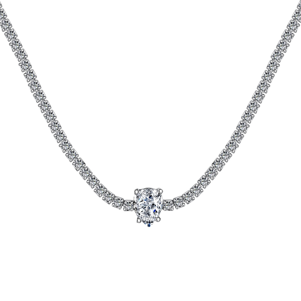 [Marin Jewelry]1.0 carat Unique Pear Cut Tennis Necklace