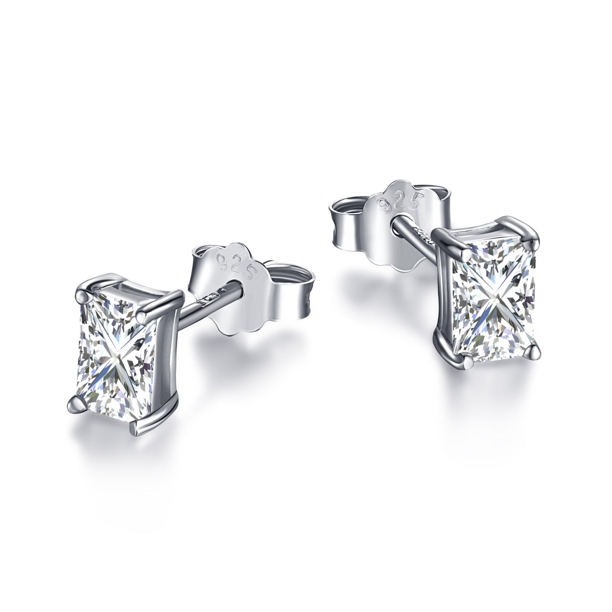 [Marin Jewelry]Stylish Shiny Rectangular Center Stone Stud Earrings