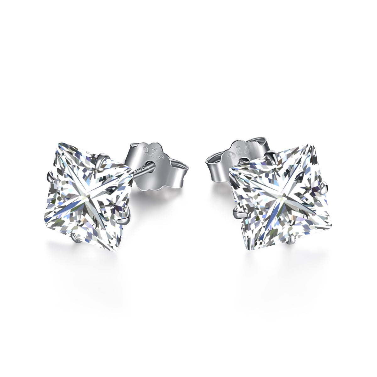[Marin Jewelry]Stylish Shiny Square Center Stone Stud Earrings