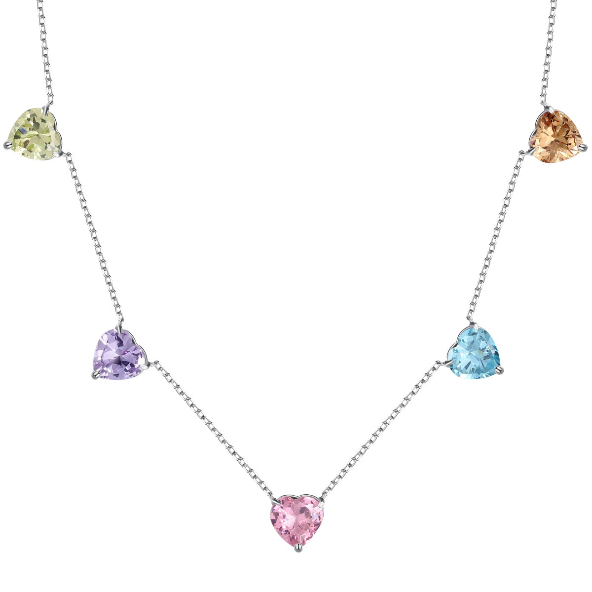 [Marin Jewelry]Sparkling Colorful Heart Cut Necklace