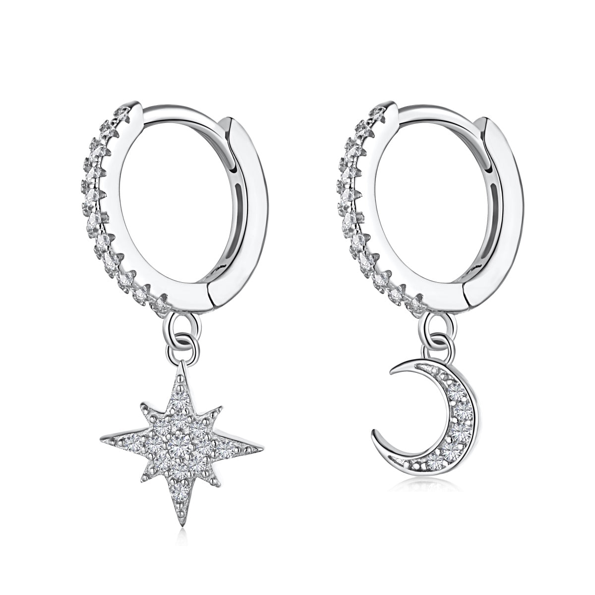 [Marin Jewelry]Star and Moon Asymmetric Earrings