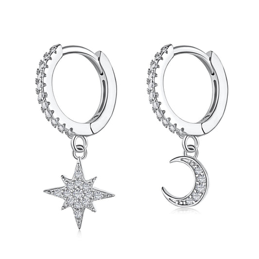 [Marin Jewelry]Star and Moon Asymmetric Earrings