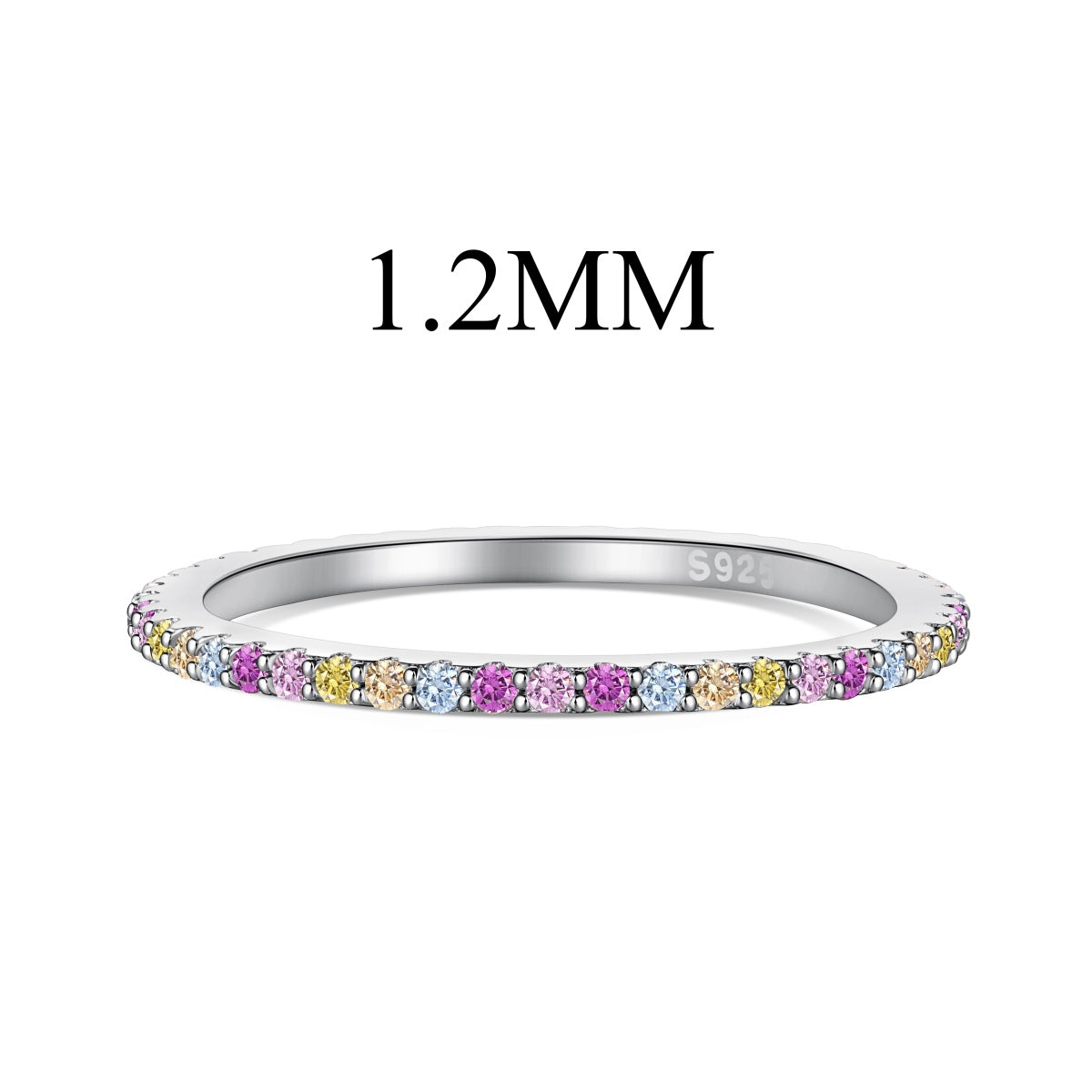 [Marin Jewelry]Ornate Colorful Round Cut Tennis Ring