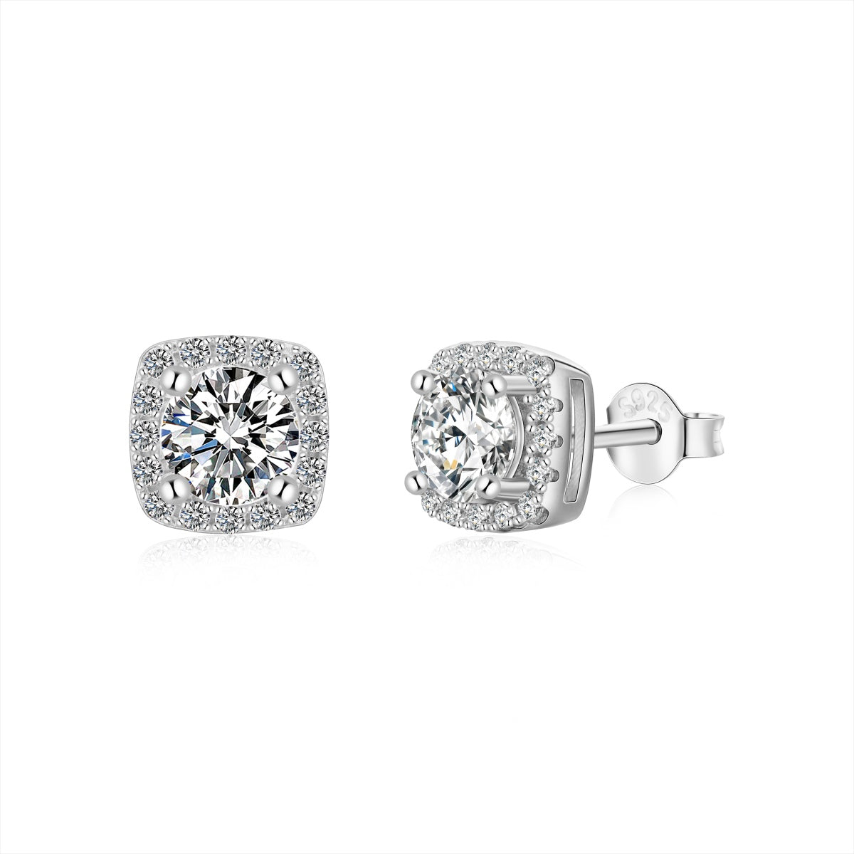 [Marin Jewelry]Classic Round Center Stone Stud Earrings