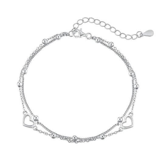 [Marin Jewelry]Dainty Double Layer Love Heart Bracelet