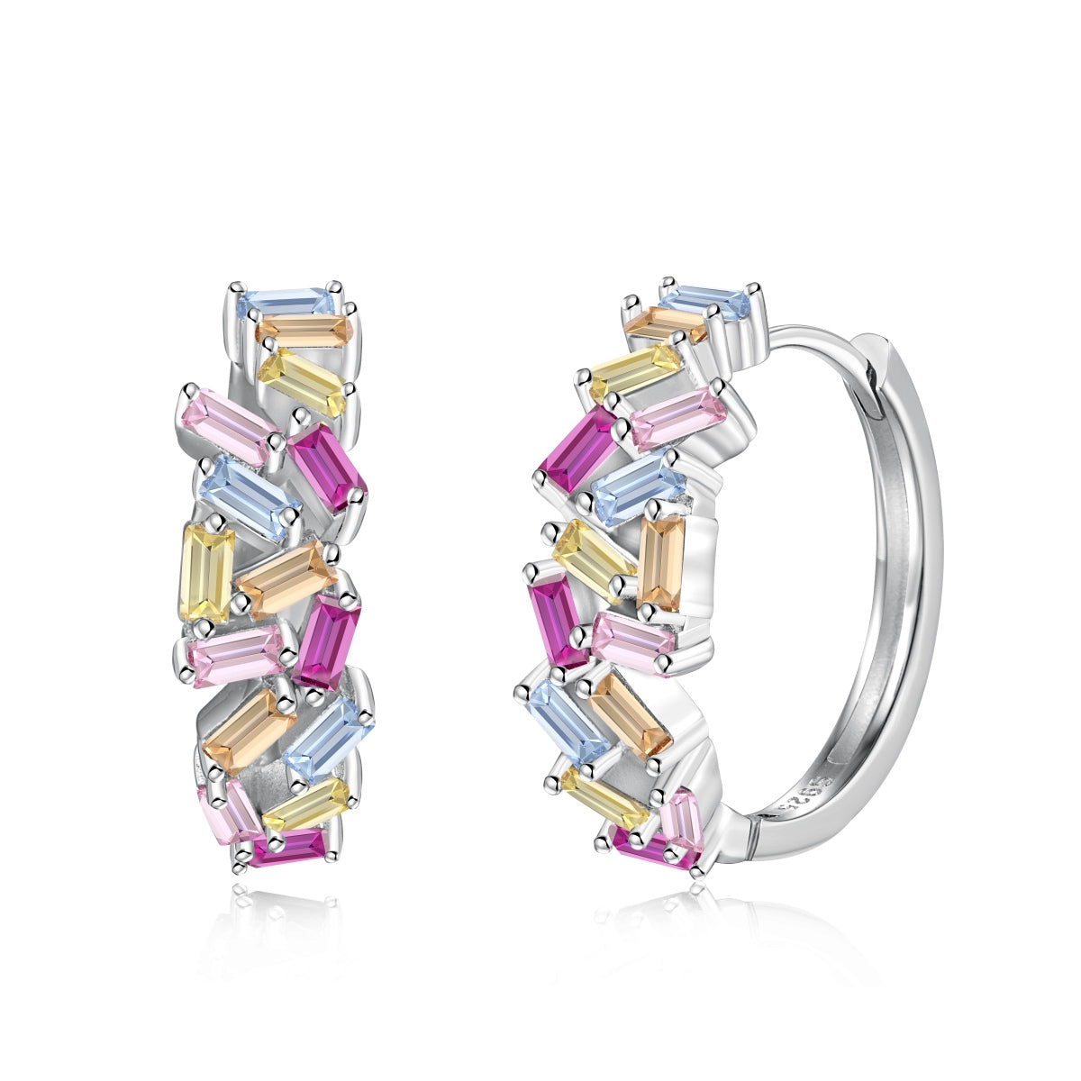 [Marin Jewelry]Dazzling Colorful Emerald Cut Daily Earrings