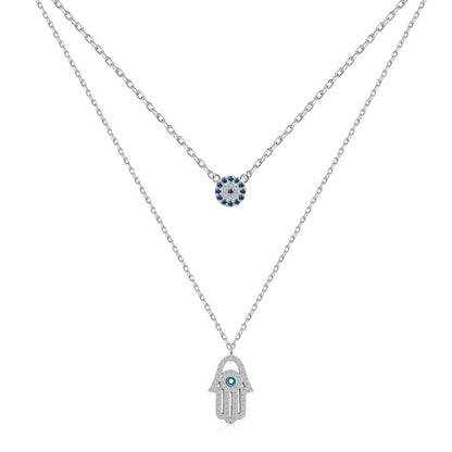 [Marin Jewelry]Demon Eye Hamsa Palm Necklace