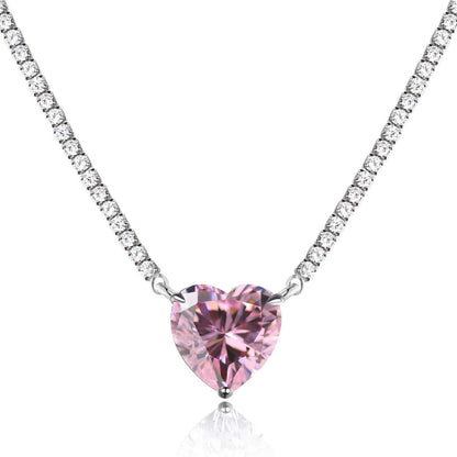 [Marin Jewelry]8.0 Carat Versatile Colorful Sweet Heart-Shaped Tennis Necklace