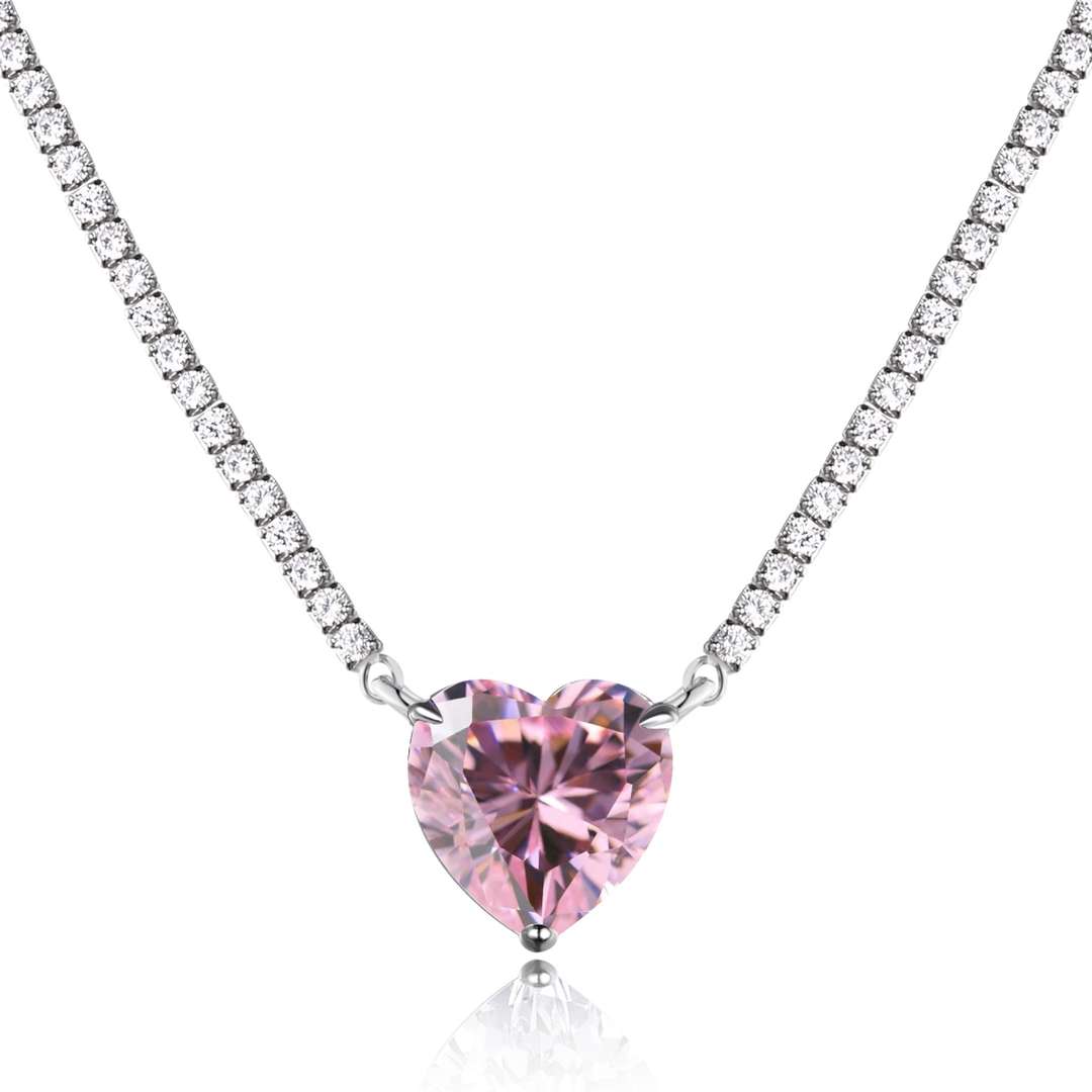 [Marin Jewelry]8.0 Carat Versatile Colorful Sweet Heart-Shaped Tennis Necklace