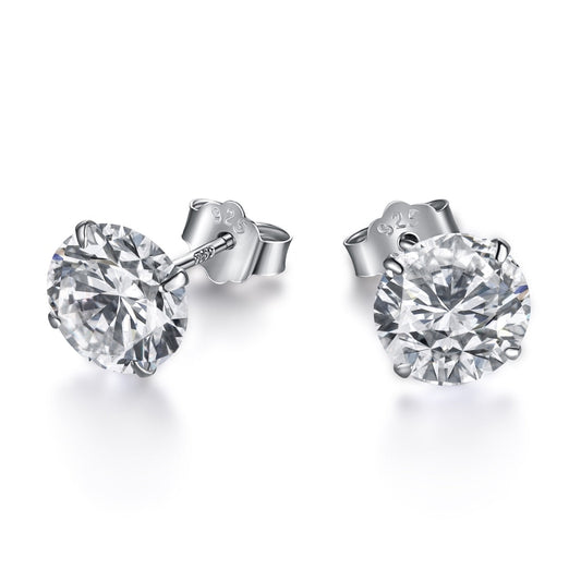 [Marin Jewelry]Stylish Shiny Round Center Stone Stud Earrings