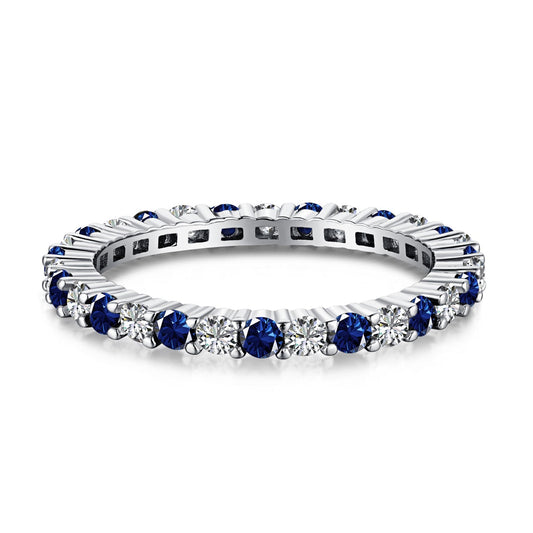 [Marin Jewelry]Exquisite Colorful Round Cut Tennis Ring