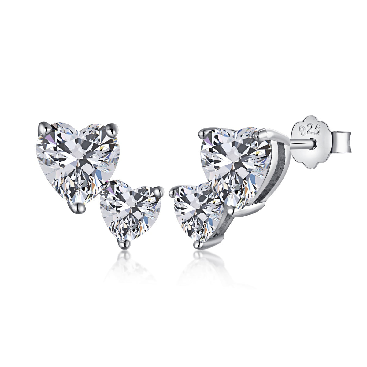 [Marin Jewelry]Double Heart-Shape Classic Princess Style Earrings