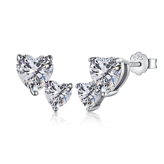 [Marin Jewelry]Double Heart-Shape Classic Princess Style Earrings
