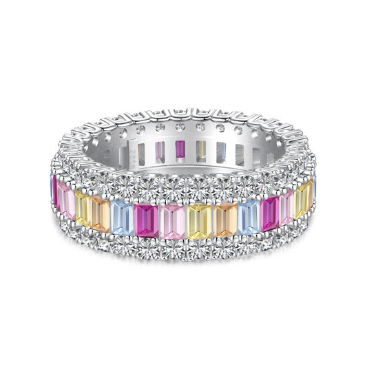 [Marin Jewelry]Dainty Colorful Radiant Cut Daily Ring
