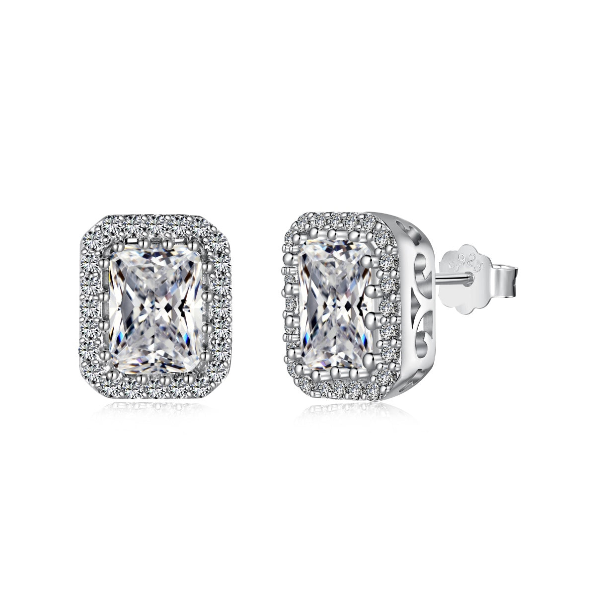 [Marin Jewelry]1.0 Carat Luxurious Dainty Emerald Cut Daily Earrings
