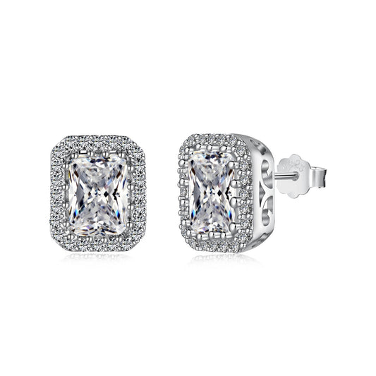 [Marin Jewelry]1.0 Carat Luxurious Dainty Emerald Cut Daily Earrings