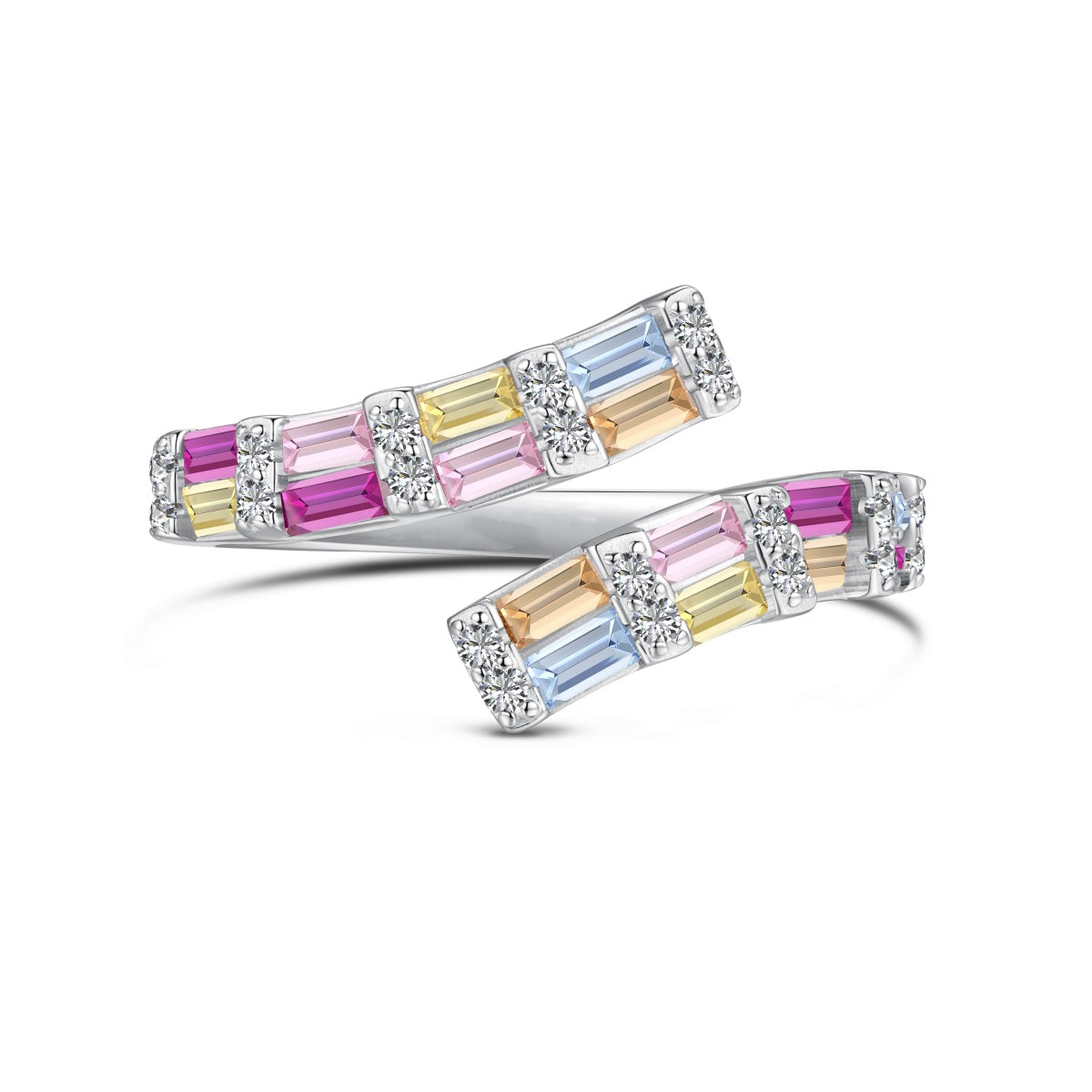 [Marin Jewelry]Charming Colorful Radiant Cut Adjustable Daily Ring