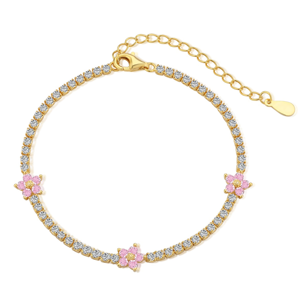 [Marin Jewelry]Sparkling Flower Shape Tennis Bracelet