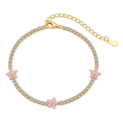 [Marin Jewelry]Sparkling Flower Shape Tennis Bracelet