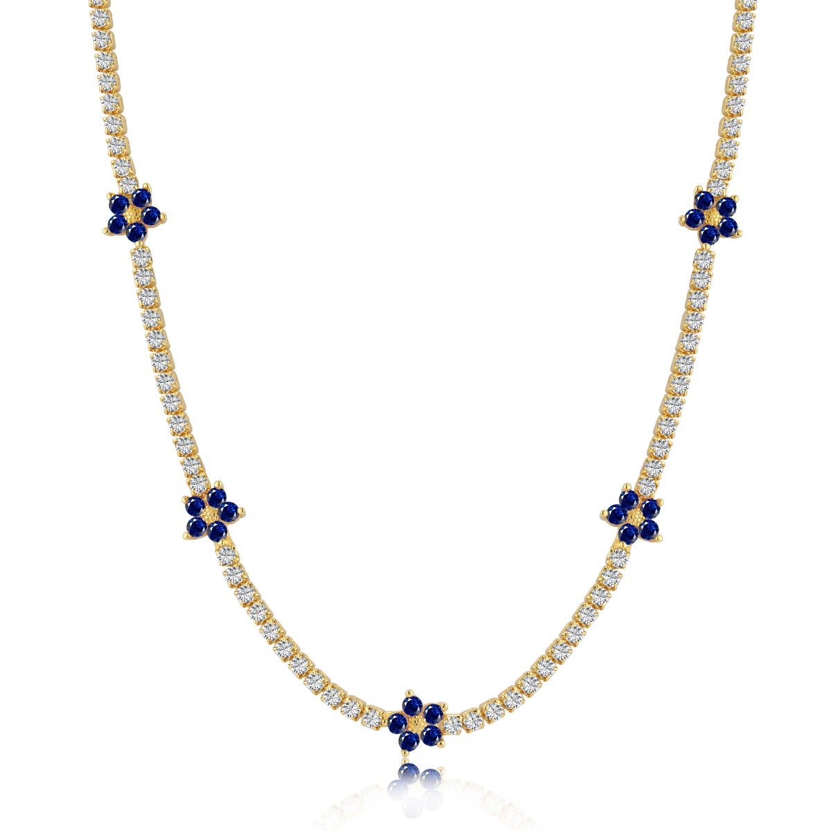 [Marin Jewelry]Luxurious Colorful Flower Tennis Necklace