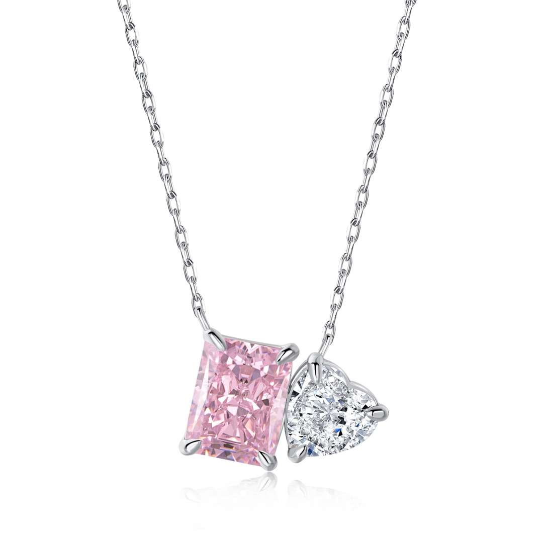 [Marin Jewelry]Dazzling Square & Heart Shape Necklace