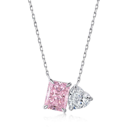 [Marin Jewelry]Dazzling Square & Heart Shape Necklace