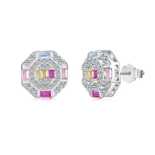 [Marin Jewelry]Ornate Colorful Octagon Shape Daily Earrings