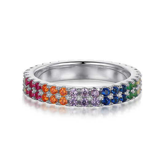 [Marin Jewelry]Unique Colorful Round Cut Tennis Ring