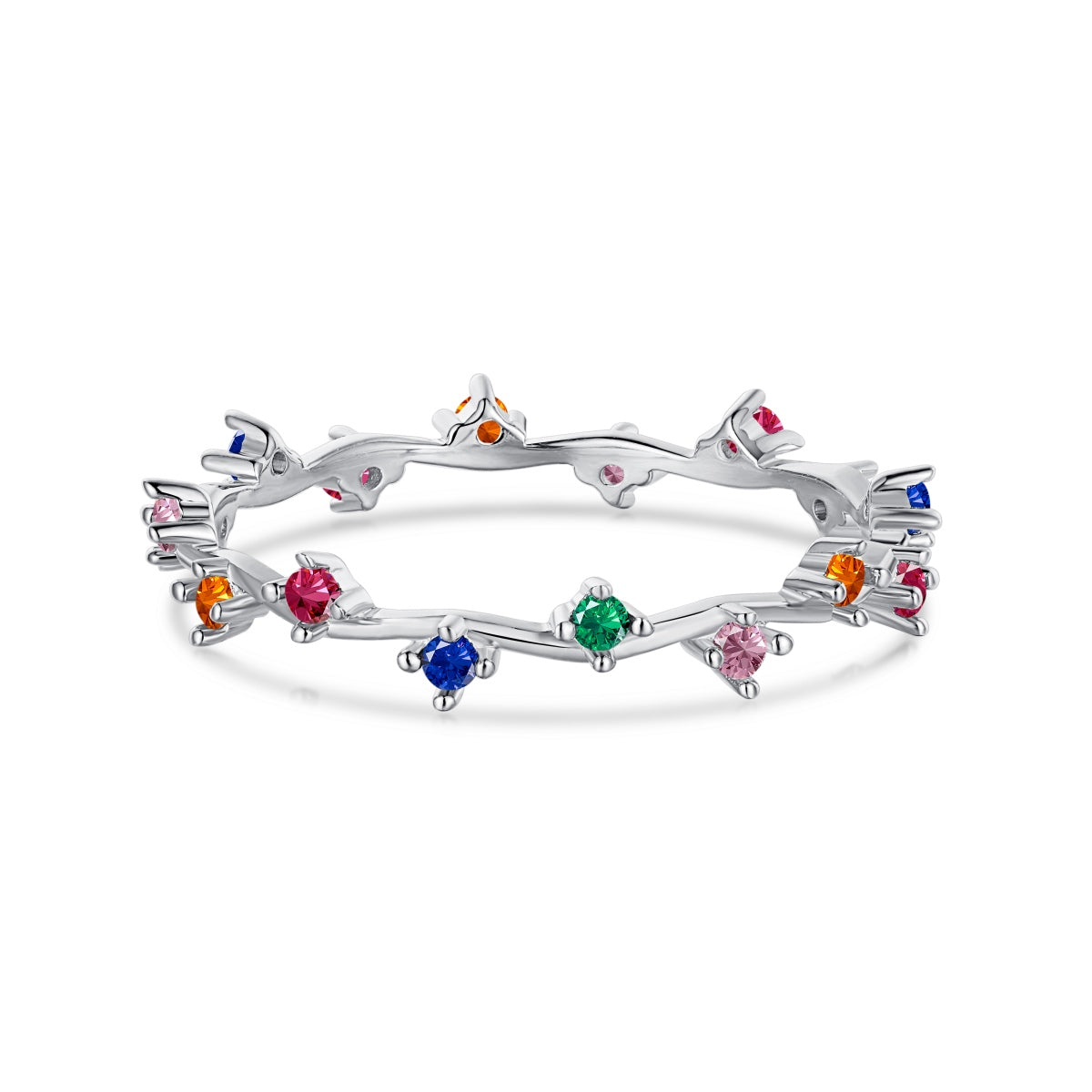 [Marin Jewelry]Radiant Colorful Round Cut Daily Ring