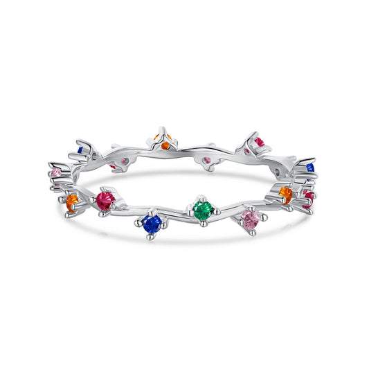 [Marin Jewelry]Radiant Colorful Round Cut Daily Ring