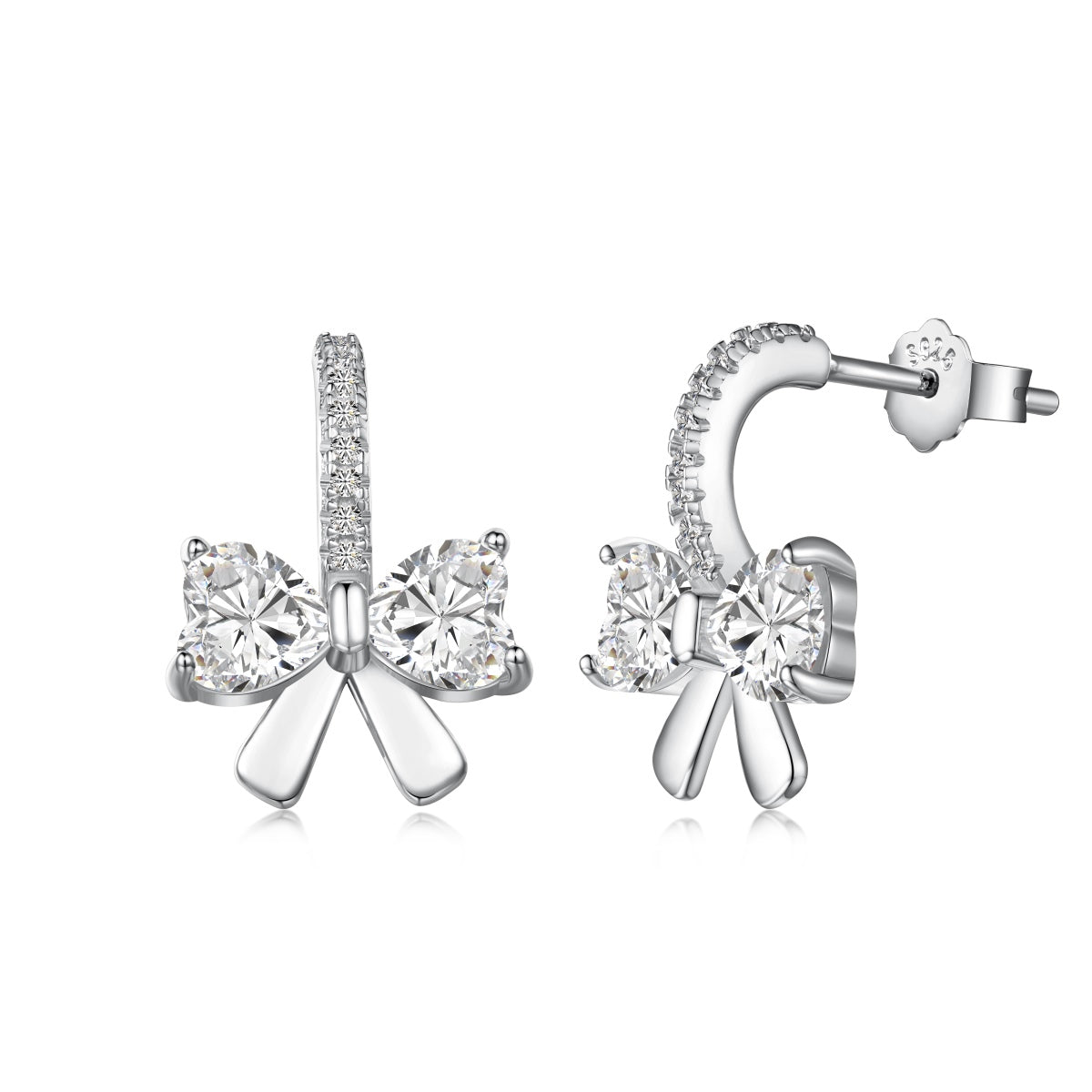 [Marin Jewelry]Exquisite Earrings With Heart-Shaped Bow Design