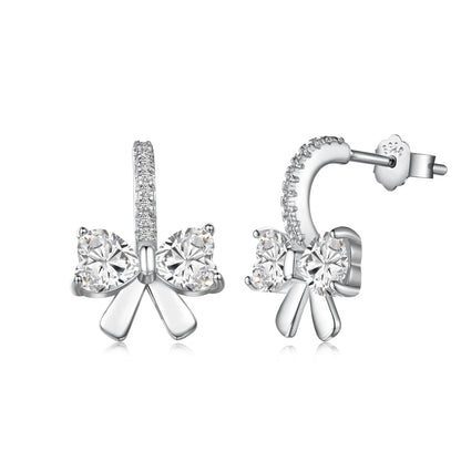 [Marin Jewelry]Exquisite Earrings With Heart-Shaped Bow Design