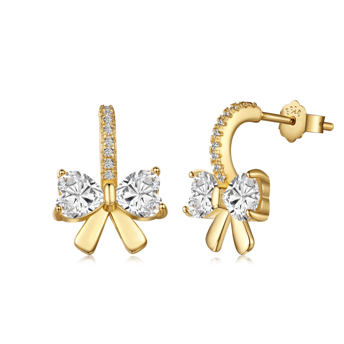 [Marin Jewelry]Exquisite Earrings With Heart-Shaped Bow Design